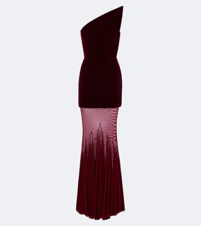 David Koma Velvet Gown In Burgundy