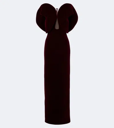 David Koma Velvet Gown In Burgundy