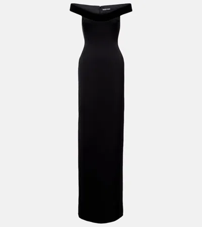 David Koma Velvet-trimmed Gown In Black