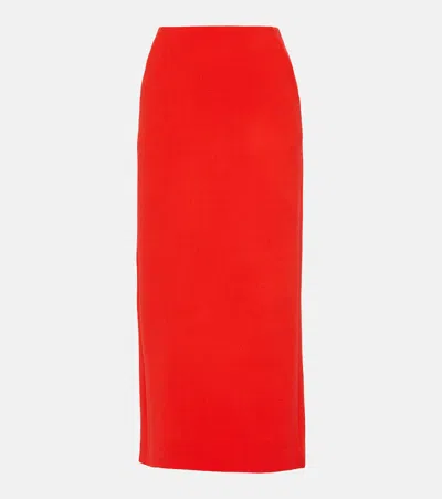 David Koma Virgin Wool Crêpe Midi Skirt In Red