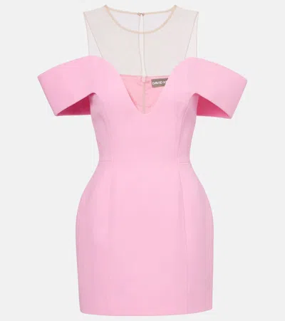 David Koma Virgin Wool Crêpe Minidress In Pink