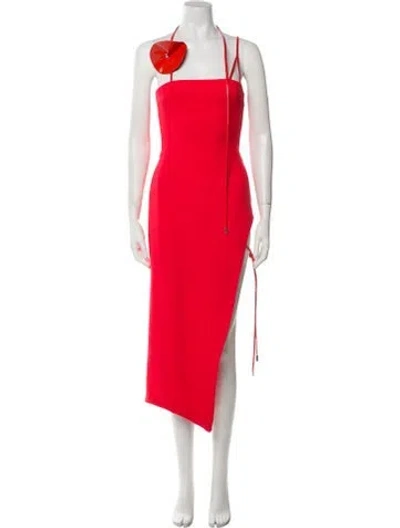 Pre-owned David Koma Virgin Wool Long Dress In Red