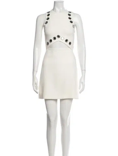 Pre-owned David Koma Virgin Wool Mini Dress In Neutrals