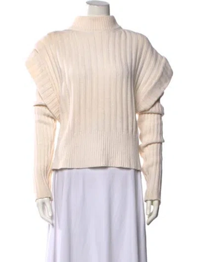 Pre-owned David Koma Virgin Wool Mock Neck Sweater In Neutrals