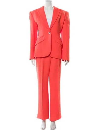 Pre-owned David Koma Virgin Wool Pantsuit In Orange