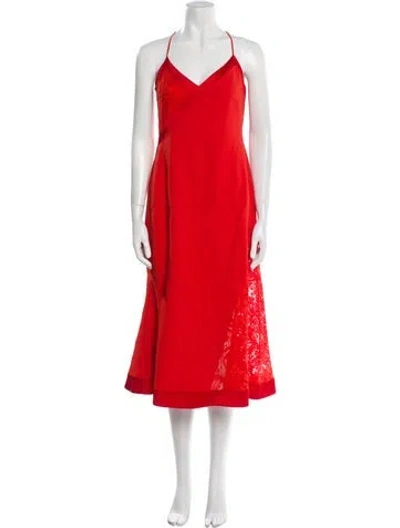 Pre-owned David Koma V-neck Long Dress In Multi