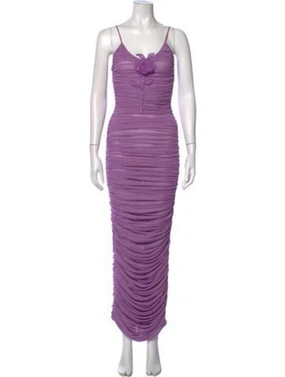 Pre-owned David Koma V-neck Long Dress In Purple