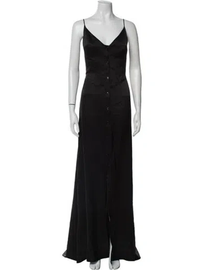 Pre-owned David Koma V-neck Long Dress W/ Tags In Black