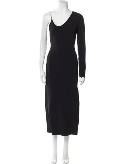 Pre-owned David Koma V-neck Long Dress W/ Tags In Black