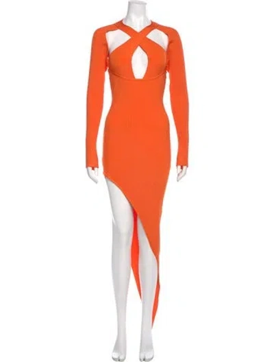 Pre-owned David Koma V-neck Long Dress W/ Tags In Orange