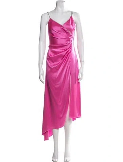 Pre-owned David Koma V-neck Midi Length Dress In Pink