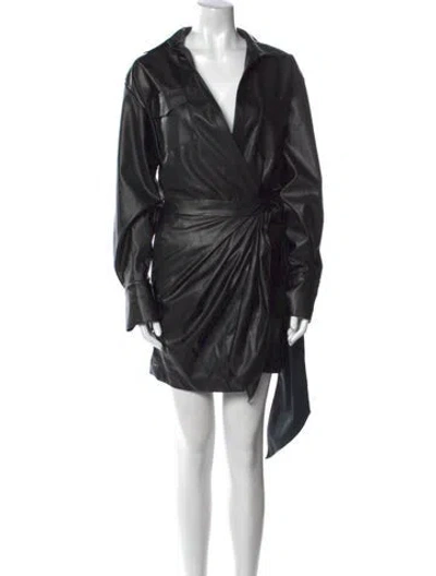 Pre-owned David Koma V-neck Mini Dress In Black