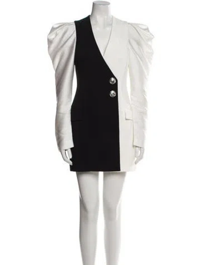 Pre-owned David Koma V-neck Mini Dress In Black