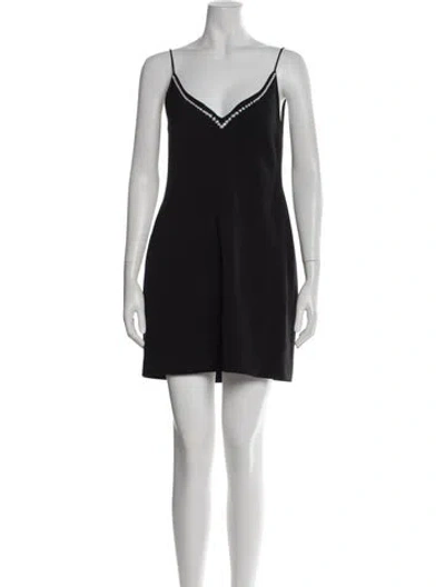 Pre-owned David Koma V-neck Mini Dress In Black
