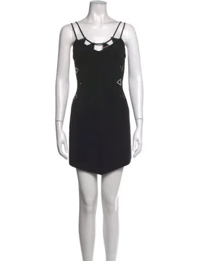 Pre-owned David Koma V-neck Mini Dress In Black