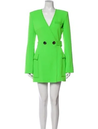 Pre-owned David Koma V-neck Mini Dress In Green
