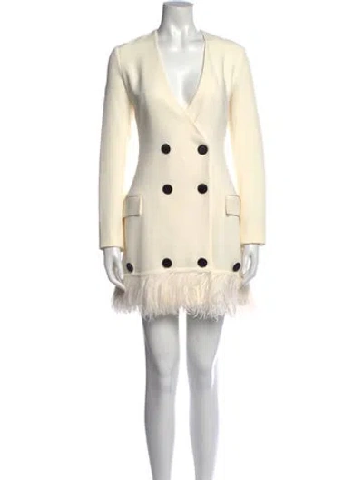 Pre-owned David Koma V-neck Mini Dress In Neutral