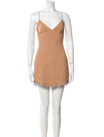 Pre-owned David Koma V-neck Mini Dress In Neutrals