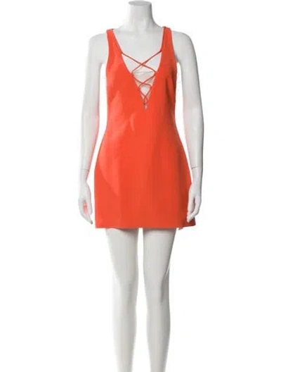 Pre-owned David Koma V-neck Mini Dress In Orange