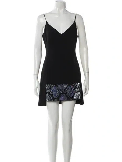 Pre-owned David Koma V-neck Mini Dress W/ Tags In Black