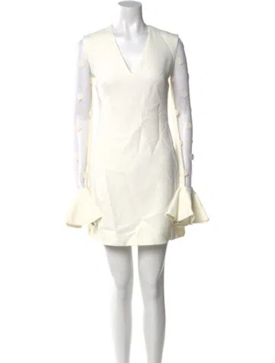 Pre-owned David Koma V-neck Mini Dress W/ Tags In White