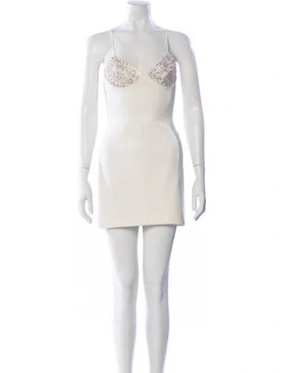 Pre-owned David Koma V-neck Mini Dress In White