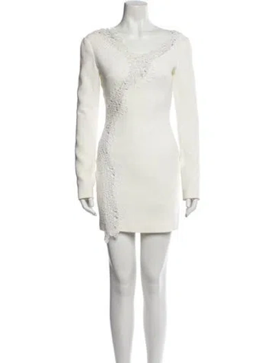 Pre-owned David Koma V-neck Mini Dress In White