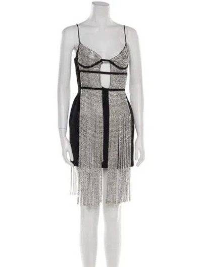 Pre-owned David Koma V-neck Mini Dress In White