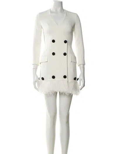 Pre-owned David Koma V-neck Mini Dress In White
