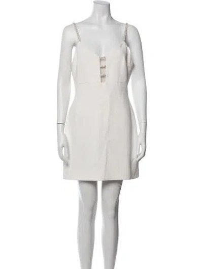 Pre-owned David Koma V-neck Mini Dress In White