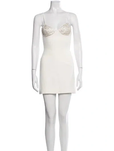 Pre-owned David Koma V-neck Mini Dress In White