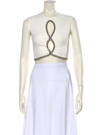 Pre-owned David Koma V-neck Sleeveless Crop Top In Neutral