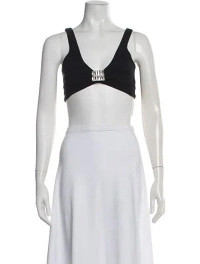 Pre-owned David Koma V-neck Sleeveless Sports Bra In White