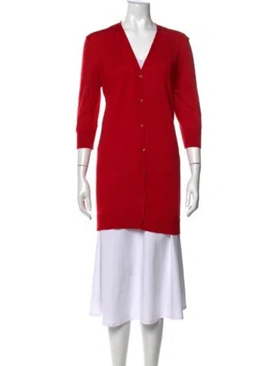 Pre-owned David Koma V-neck Sweater In Red