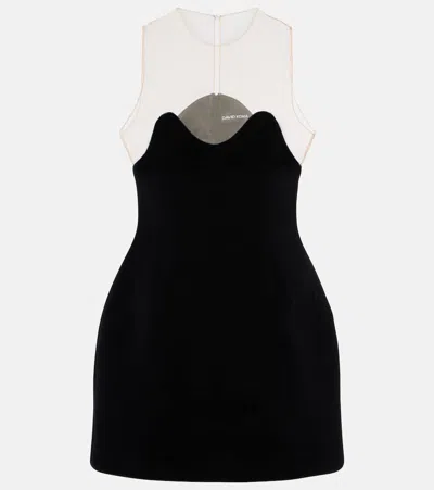 David Koma Wave Tulle Minidress In Black