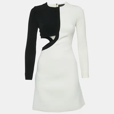 Pre-owned David Koma White Crepe Cut-out Long Sleeve Mini Dress S