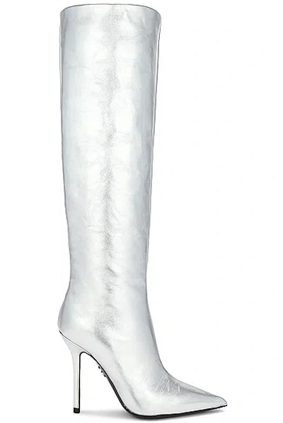 David Koma Wide Leg Knee High Boot In Silver