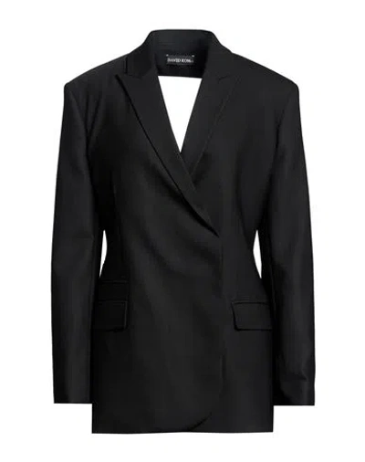 David Koma Woman Blazer Black Size 4 Wool, Elastane In Blue
