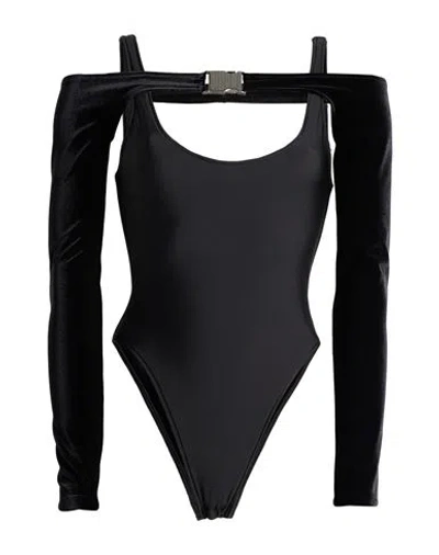 David Koma Woman Bodysuit Black Size 4 Polyester, Elastane