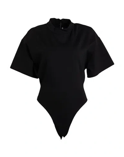 David Koma Woman Bodysuit Black Size 4 Viscose, Polyamide, Elastane