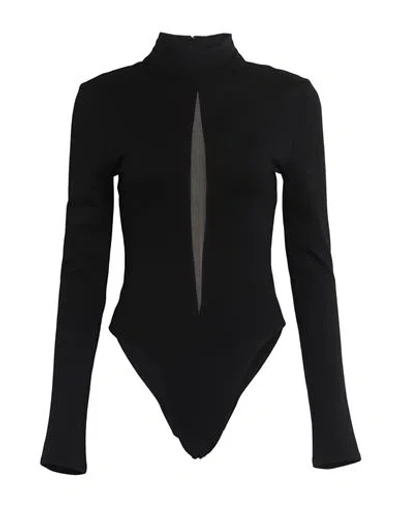 David Koma Woman Bodysuit Black Size 4 Viscose, Polyamide, Elastane