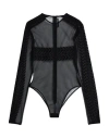 David Koma Woman Bodysuit Black Size 8 Cotton, Polyamide, Polyester In Black