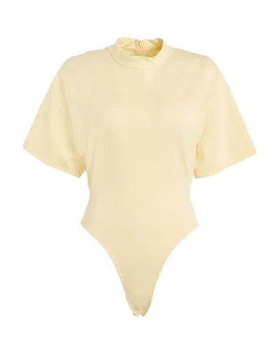 David Koma Woman Bodysuit Pastel Yellow Size 6 Viscose, Polyamide, Elastane In Neutral