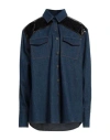David Koma Woman Denim Shirt Blue Size 6 Cotton, Leather In Blue