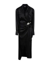 David Koma Black Satin Midi Chemisier In Black
