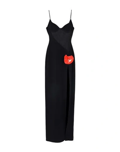 David Koma Woman Maxi Dress Black Size 6 Acetate, Viscose, Elastane, Leather
