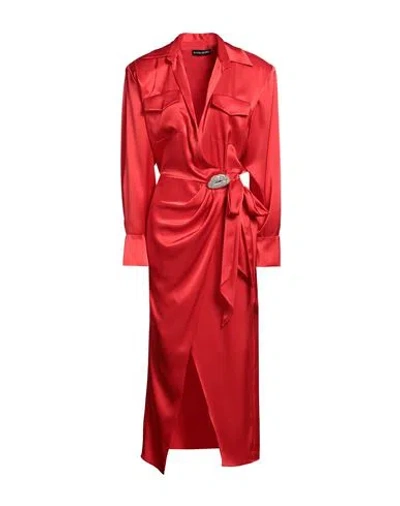David Koma Woman Maxi Dress Red Size 6 Triacetate, Polyester