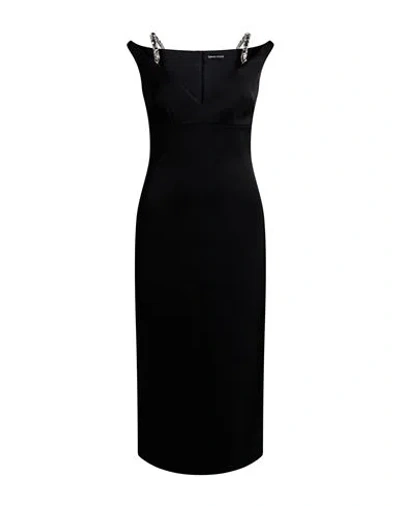David Koma Crystal-embellished Satin Midi Dress In Black