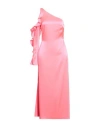 David Koma One-shoulder Satin Midi Dress In Pink