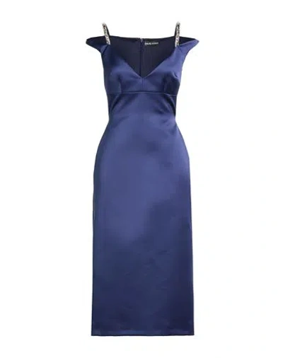 David Koma Woman Midi Dress Navy Size 6 Triacetate, Polyester In Blue